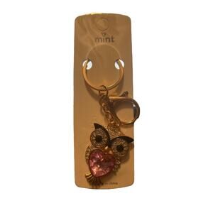 OWL KEYCHAIN WITH SPARKLES AND PINK HEART